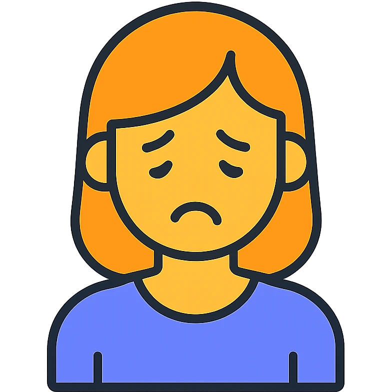 sad woman, clear lines, simple expression emoji