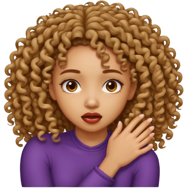 lightskin curly hair girl strangling herself  emoji