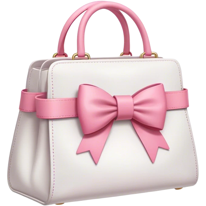 A white bag with a pink bow on the strap emoji