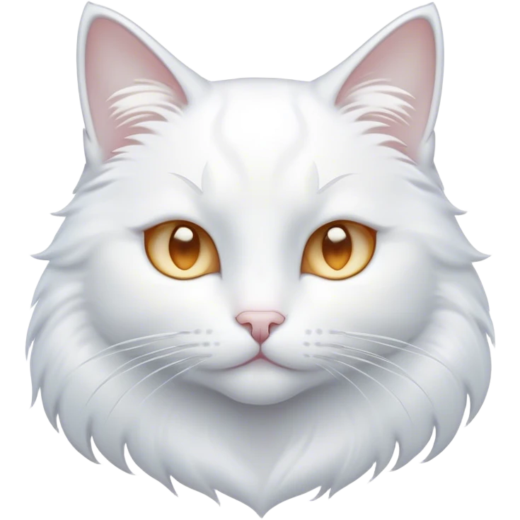 Cinematic Noble White Cat Portrait Emoji, Poised and stately, with a pristine, snow-white fur accented by delicate hints of silver, refined whiskers and a serene, focused gaze, simplified yet impeccably detailed, glowing with an ethereal radiance and timeless elegance, high shine, exuding calm intelligence and regal simplicity, soft glowing outline, capturing the essence of a noble white cat that radiates quiet majesty! emoji
