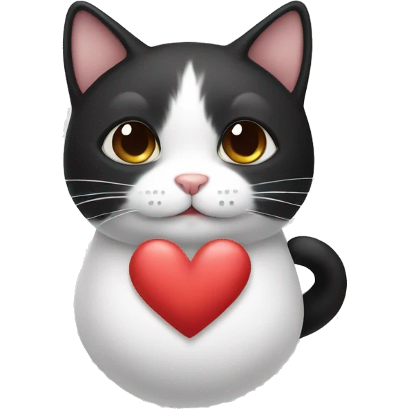 Black and white cat with a heart shaped mole emoji