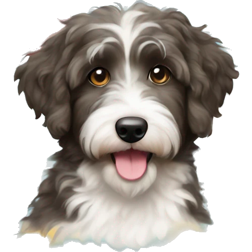 Aussiedoodle in a present  emoji