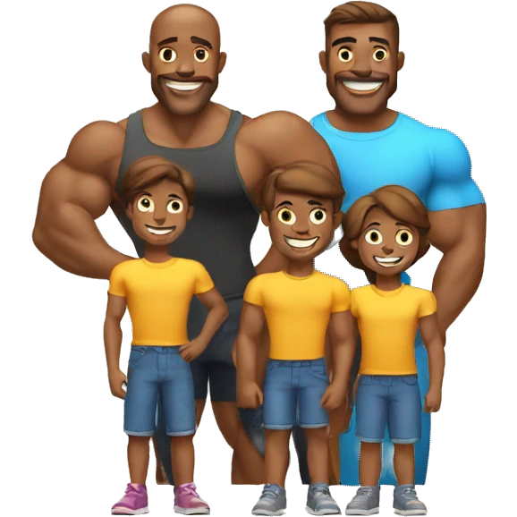 happy muscular family emoji