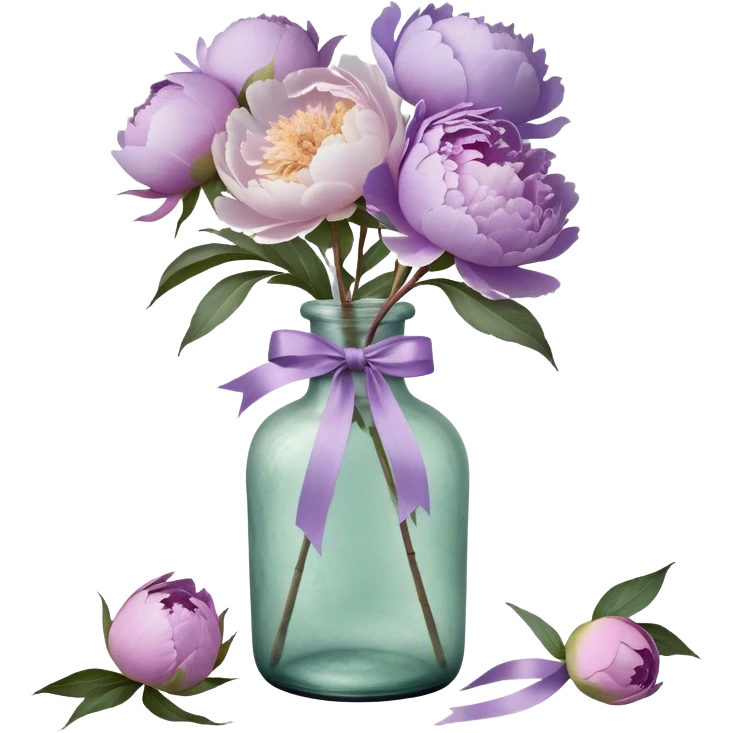 "An antique glass bottle, its surface weathered by time, cradles a loose arrangement of pastel purple peonies with petals as soft as whispered secrets. A hand-dyed silk ribbon in muted lilac cascades down the neck of the bottle, its frayed edges telling a story of elegance and age. Sunlight streams through the glass, casting delicate, shifting silhouettes of petals onto the embroidered lace below, as if nature itself had painted a moment of quiet grace."






 emoji