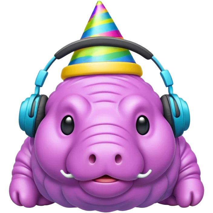 microscopic tardigrade wearing headphones and a party hat emoji