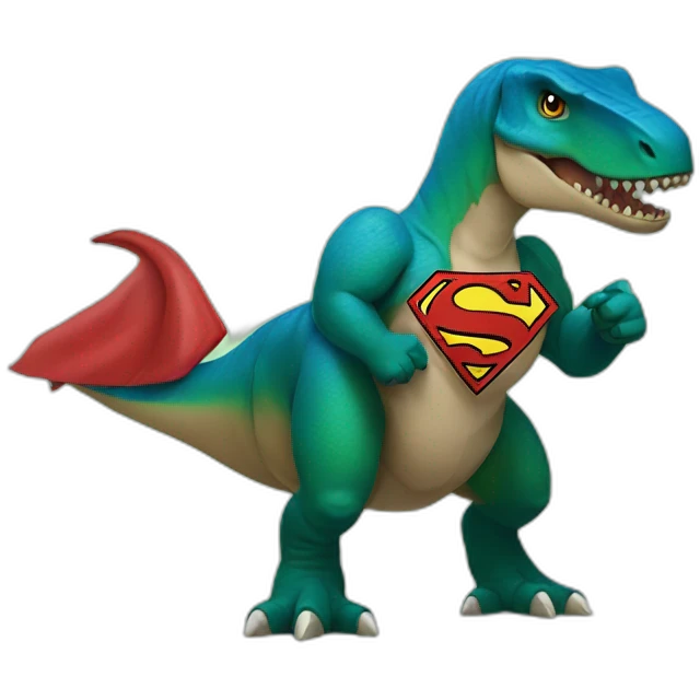 t-Rex with superman symbol with thumb up emoji