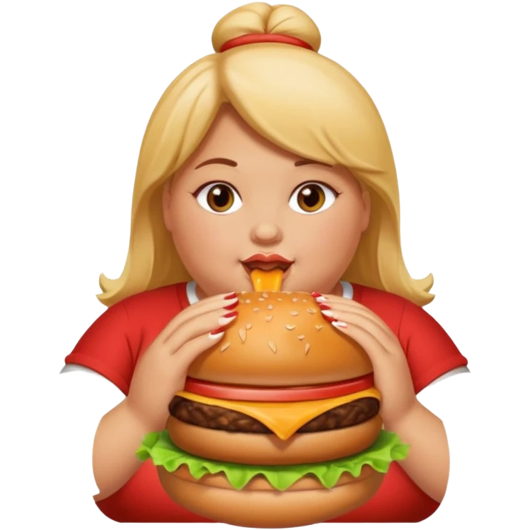 Fat girl eating greasy burger emoji
