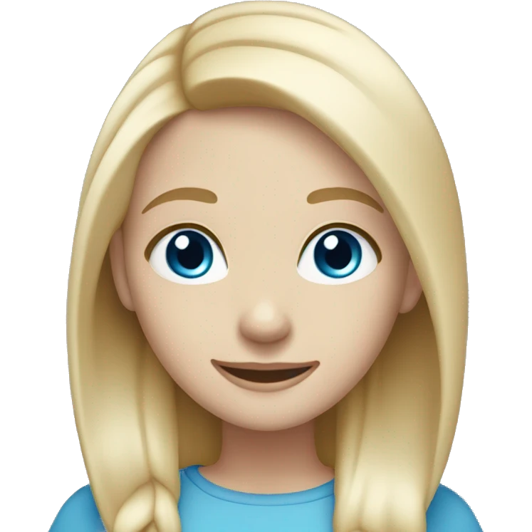 Girl with pale skin, straight medium light blonde hair blue eyes smiling emoji