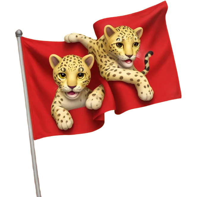 two yellow leopards on red flag emoji