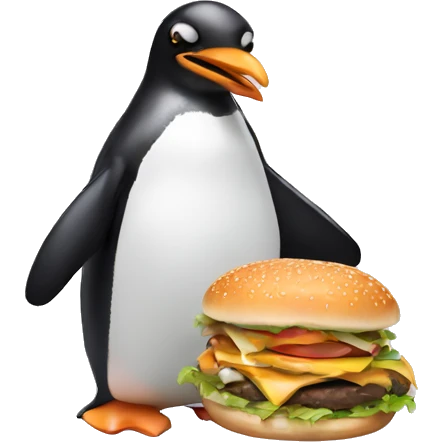 Penguin eating a burger  emoji
