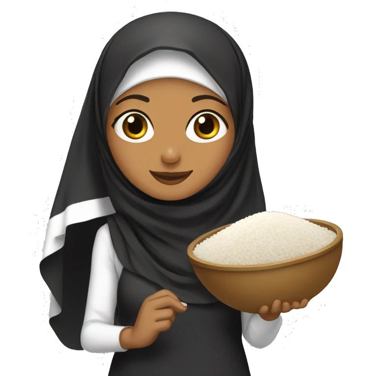hijabi with rice  emoji