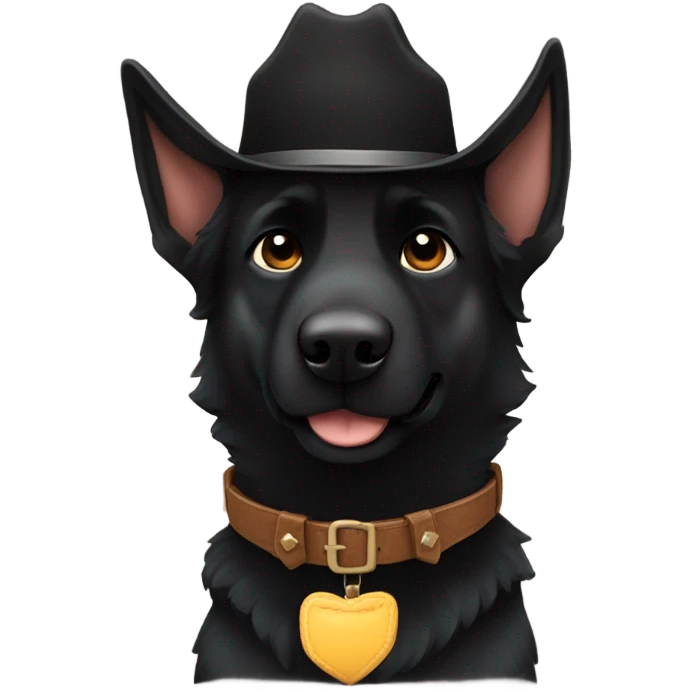 All black German shepherd cowboy  emoji