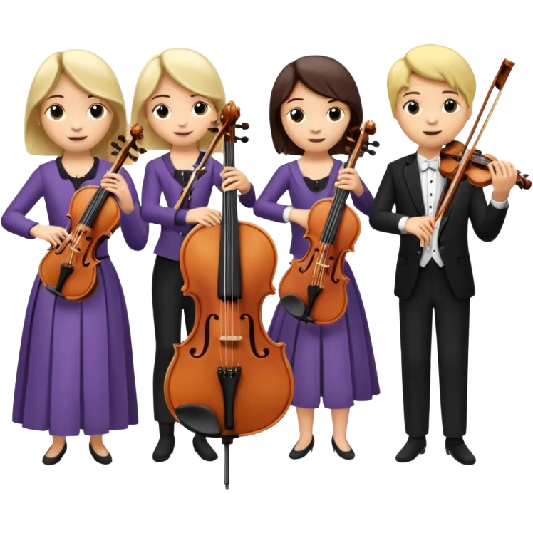 quartet of violin, flute, viola, and cello emoji