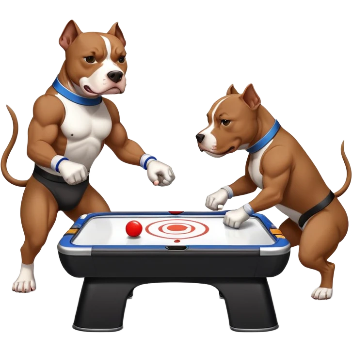 angry pitbulls playing air hockey  emoji