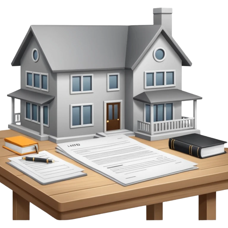 casa moderna blanca con gris con tramites legales emoji