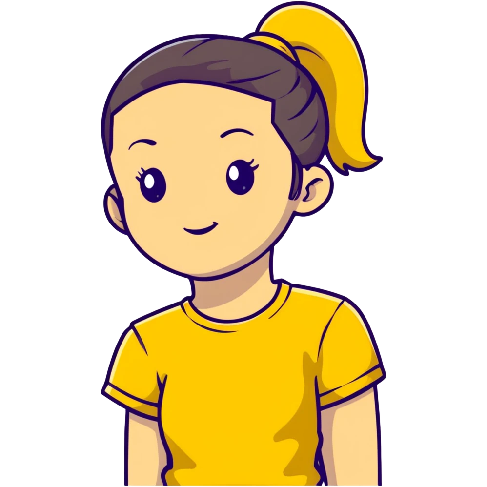 girl avatar with ponytail and yellow t-shirt emoji