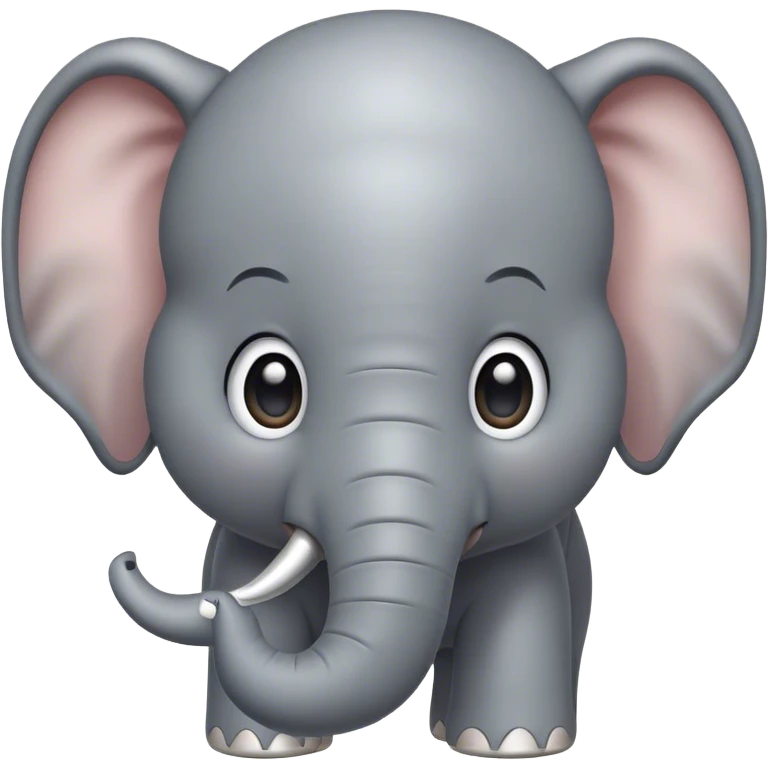Cinematic Cute Elephant Portrait Emoji, Head tilted playfully and inquisitively, featuring a glossy gray hide with soft, rounded ears and round, sparkling eyes filled with curious wonder, Simplified yet irresistibly adorable features, highly detailed, glowing with a warm, friendly glow, high shine, affectionate and lively, stylized with a touch of gentle whimsy, bright and endearing, soft glowing outline, capturing the essence of a mischievous yet loving elephant, so playful it feels like it could lumber out of the screen into your arms! emoji