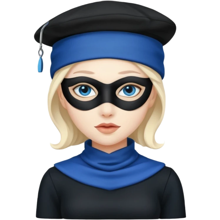 thief, blue hat, thief mask, thief black  dress. emoji