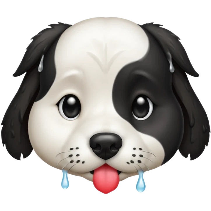 Black and white dog kissing emoji
