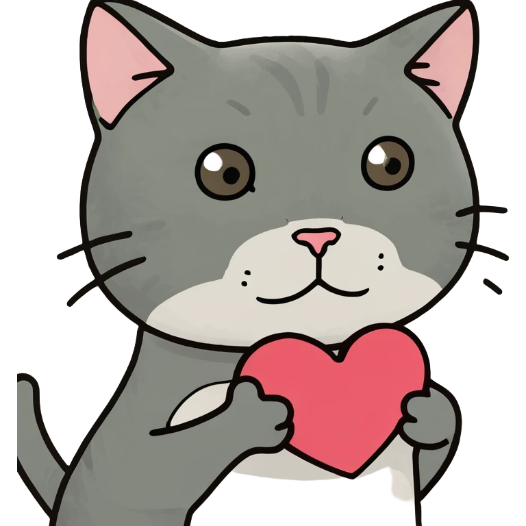 Cat holding heart hands emoji