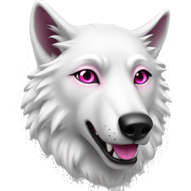 white wolf  with dark pink eyes money emoji