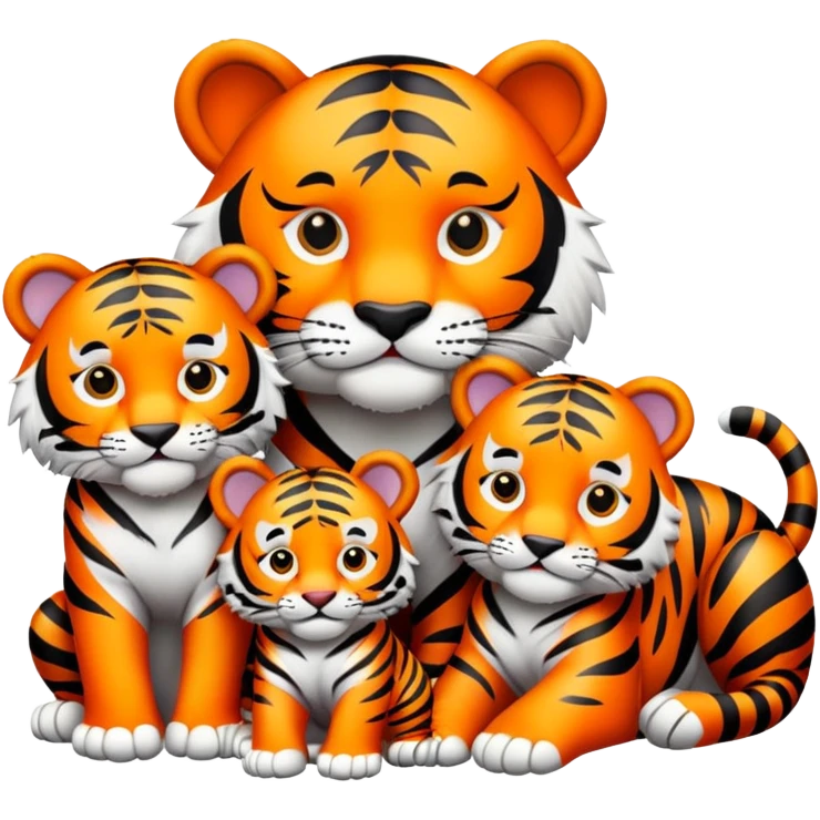 Tiger family with cubs emoji