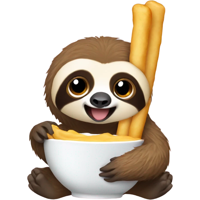 Baby sloth eating mozzarella stick emoji