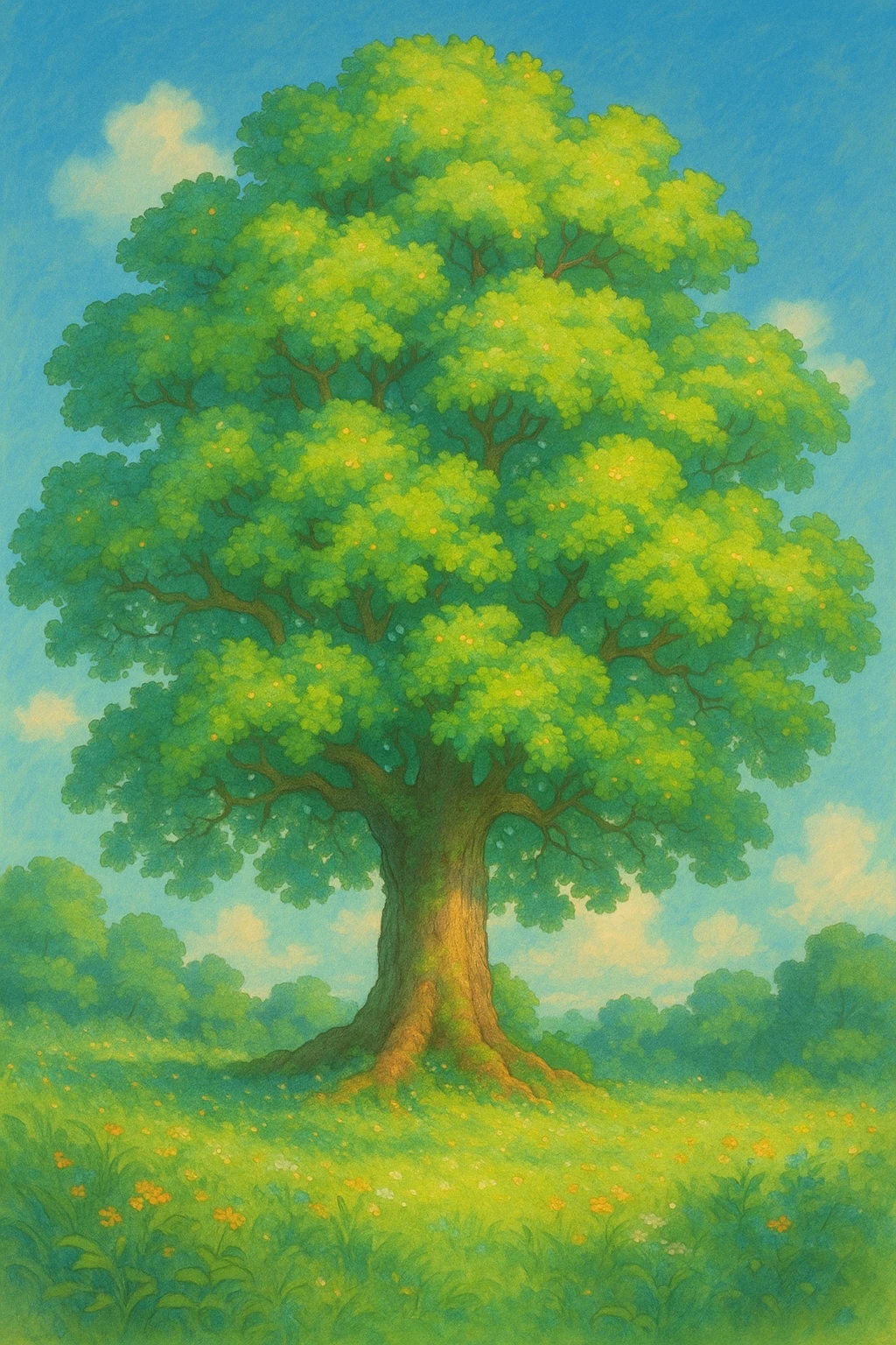 a tree in ghibli style emoji