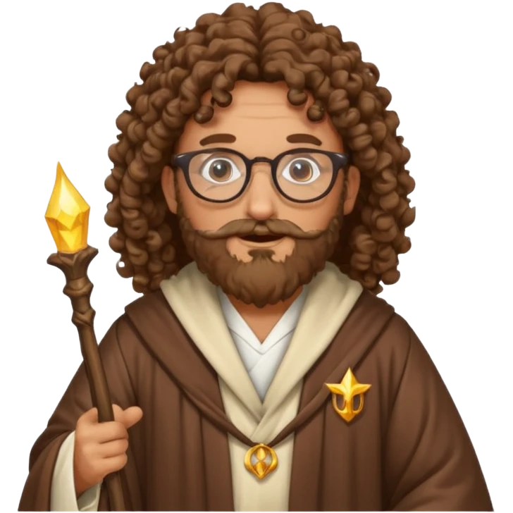 brown curly wizard wiyh glasses emoji