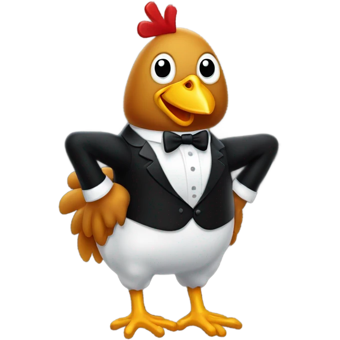 personified chicken leg wearing a tuxedo emoji