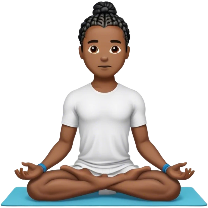 black man with black box braids parted in the middle doing yoga emoji