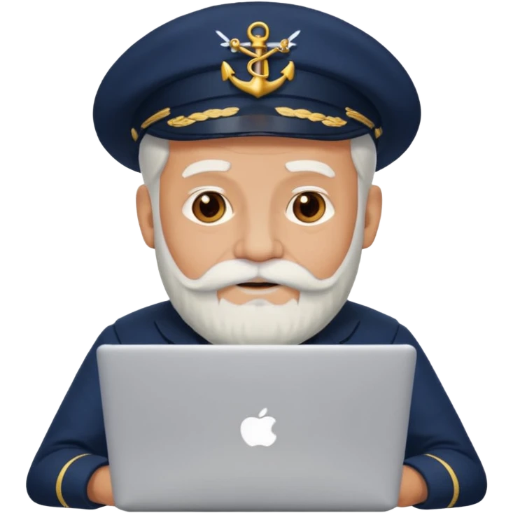 old sailor with a laptop, sailor with a white beard emoji