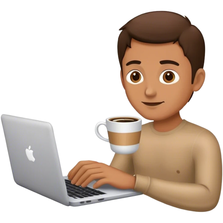 a man with a laptop and a cup of coffee emoji