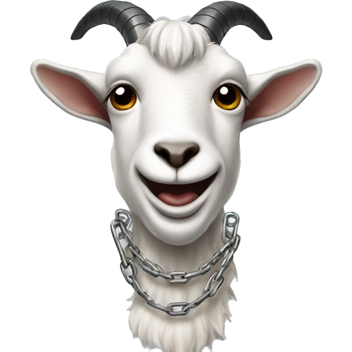 a goat with chains and a microphone emoji