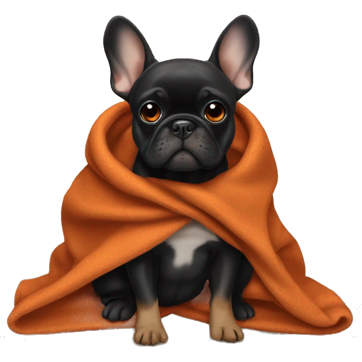 Black and tan frenchie with burnt orange blanket  emoji