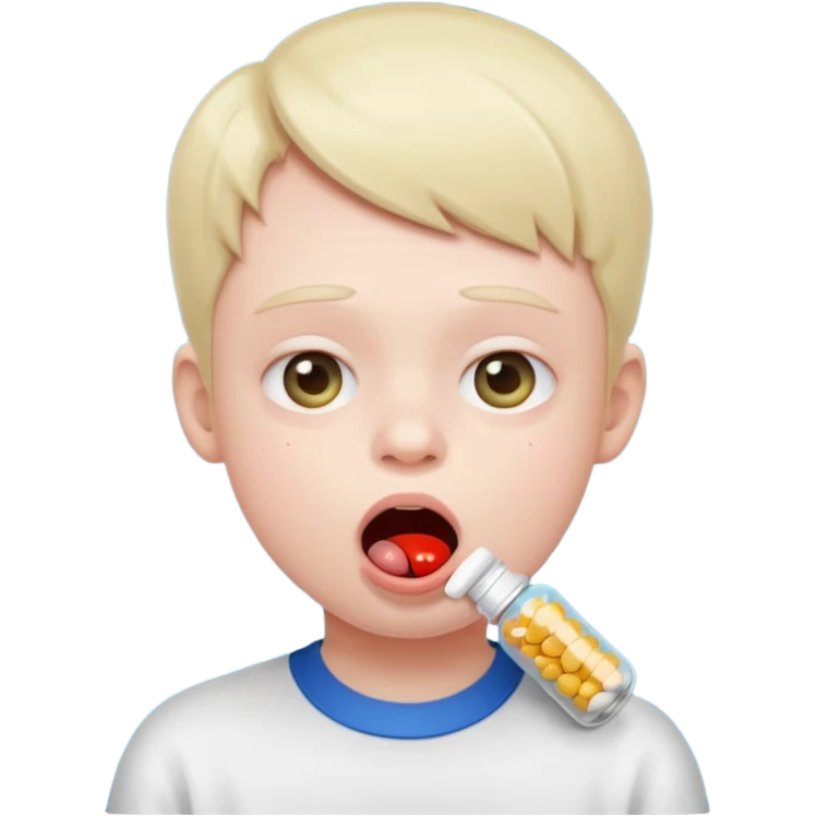 kid swallowing many pills emoji
