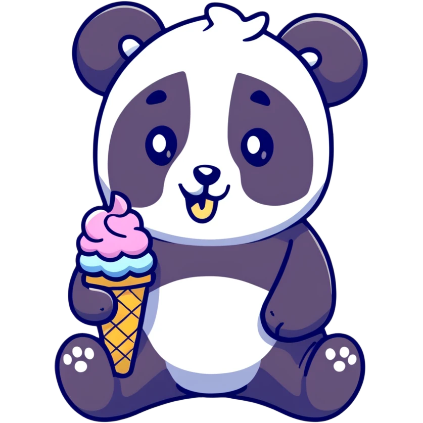 Panda eating ice cream emoji