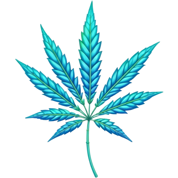Sparkling holographic cyan Hemp 420 plant growing  emoji