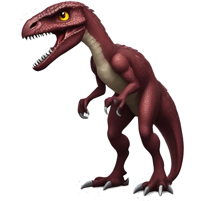 Maroon edgy badass modern handsome velociraptor-dragon-Digimon, full body emoji