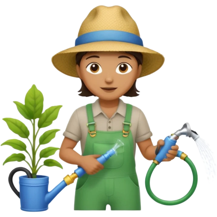 gardener watering with a hose emoji
