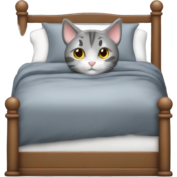 gemütliches Bett mit einer Katze drauf in Grau emoji