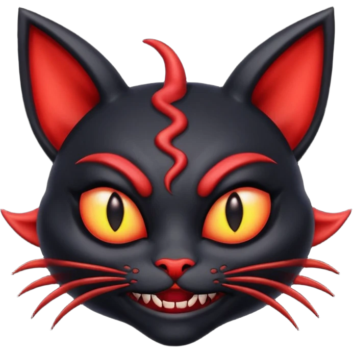 Black devil alien with cat ears smirking emoji