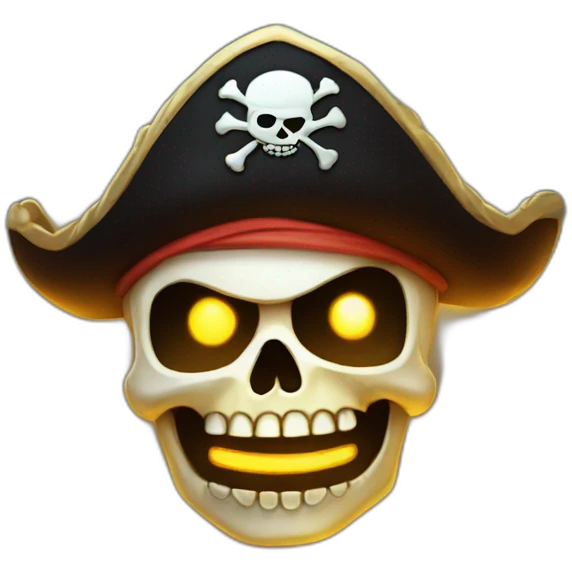 crazy pirate skull glowing emoji