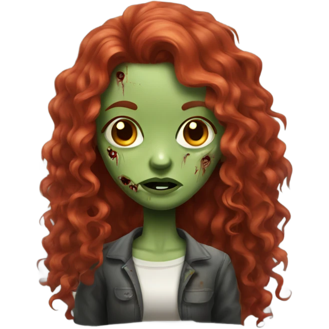 Zombie girl with long red curly hair emoji
