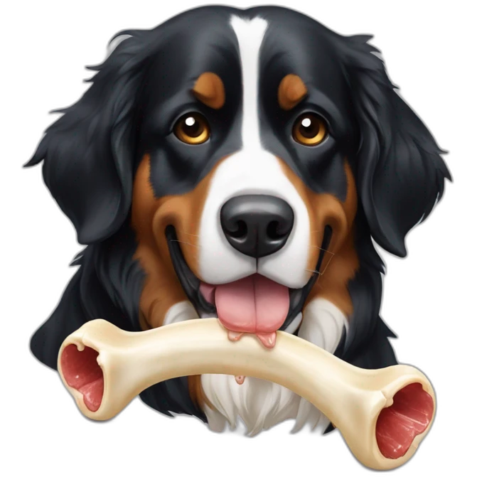 Bernese mountain eating bone emoji