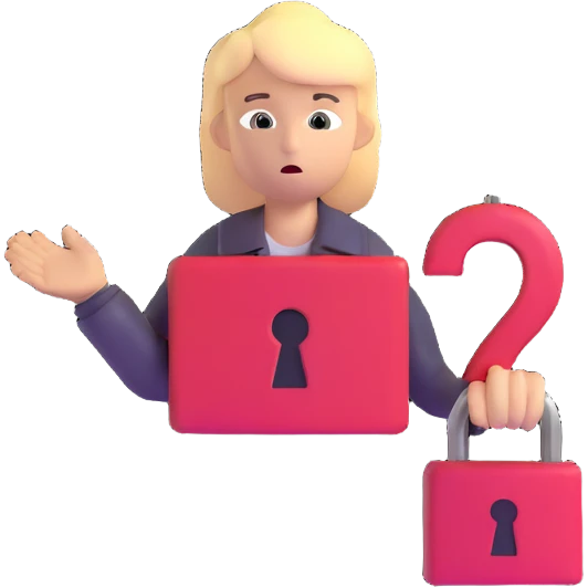 A person looking confused with a question mark and a lock, forgot password concept emoji