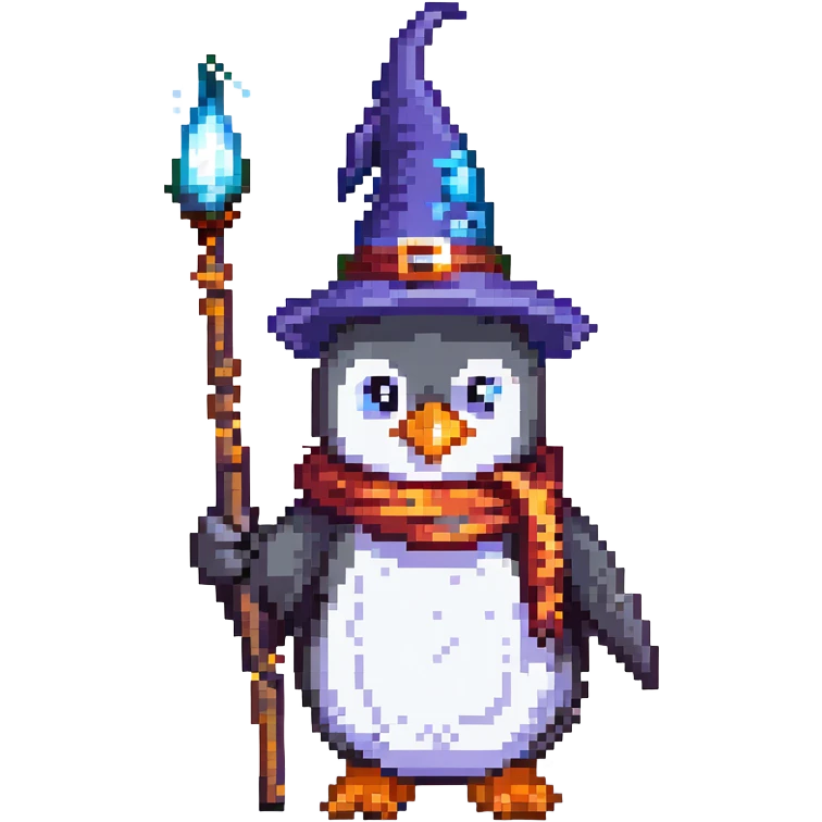 penguin wizard casting a spell emoji