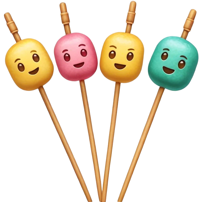 Cinematic Realistic Dango Dessert Emoji, showcasing colorful rice dumplings on skewers rendered with lifelike textures and soft, inviting lighting. emoji