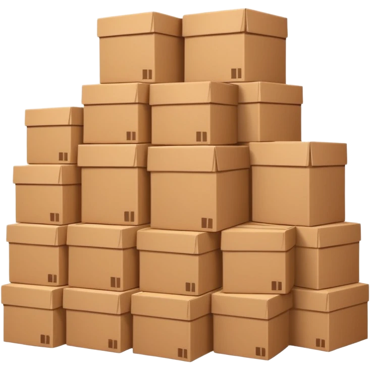 gigantic pile of cardboard boxes, 100 of them  emoji