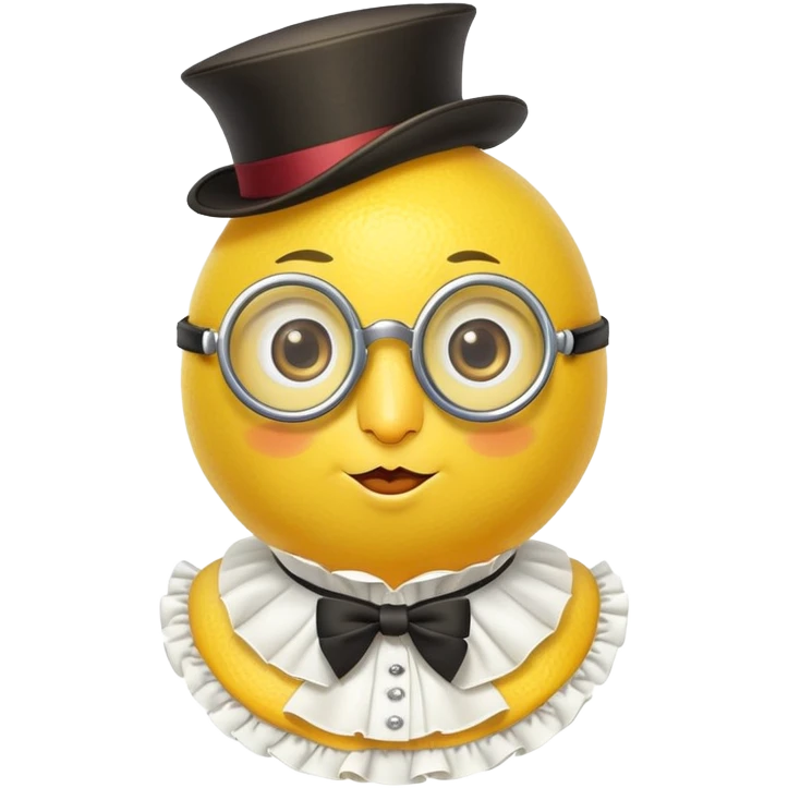 lemon citrus fruit wearing a monocle single eyeglass and Elizabethan Victorian ruffled collar emoji